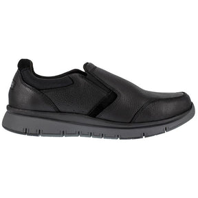 Rockport Works Primetime Casuals Steel-Toe Slip On Work Shoe Black Profile View