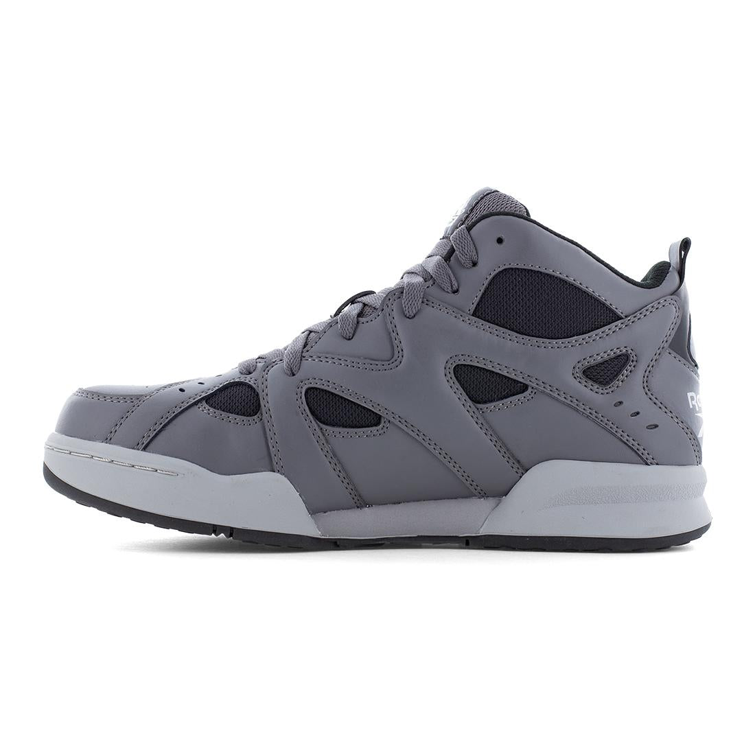 Reebok ATR Decimator Work Mid‑Cut Metguard Sneaker Composite Toe Work Boot – Gray/Black RB9421 Heel Image