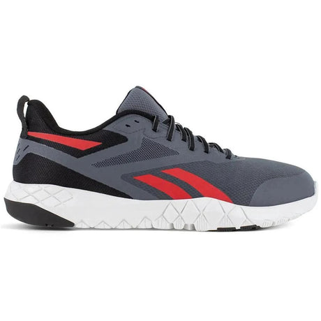 Reebok Work Flexagon Force Xl Composite-Toe Athletic Work Shoe Gray/Red Profile View