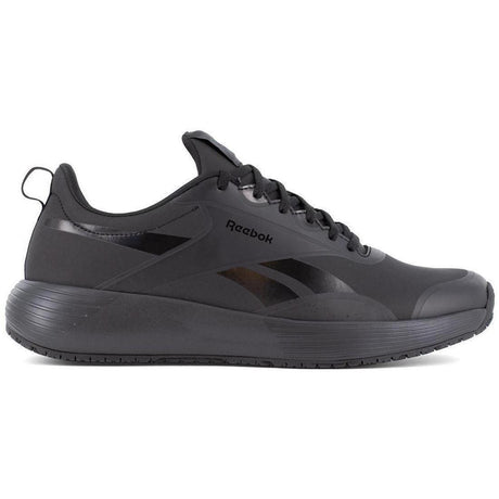 Reebok Work Lite Plus 4 Athletic Soft Toe Slip‑Resistant Shoe – Black Profile View