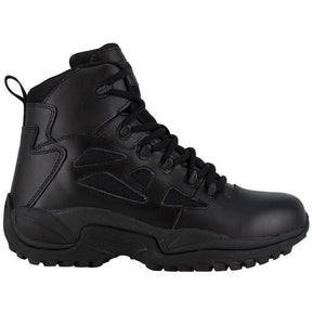 Reebok Work Rapid Response Rb 6 Inch Soft-Toe Side Zip Tactical Stealth Boot Black Profile View