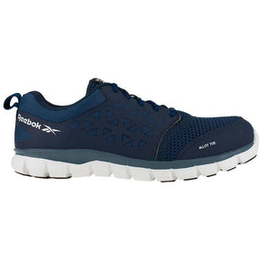Reebok Work Sublite Cushion Alloy-Toe Athletic Work Shoe Blue/White Profile View