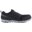 Reebok Work Sublite Cushion Composite Toe Slip‑On Work Shoe – Black Profile View
