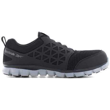 Reebok Work Sublite Cushion Composite Toe Slip‑On Work Shoe – Black Profile View