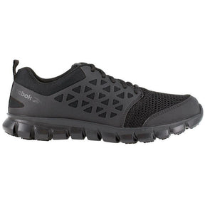 Reebok Work Sublite Cushion Soft-Toe Athletic Work Shoe Black Profile View