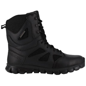Reebok Work Sublite Cushion 8 Inch Soft-Toe Waterproof Side Zip Tactical Boot Black Profile View