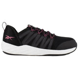 Reebok Work Women's Astroride Steel-Toe Athletic Work Shoe Black/Pink Profile View