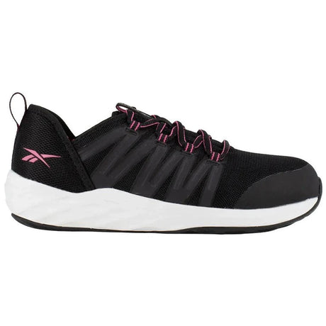 Reebok Work Women's Astroride Steel-Toe Athletic Work Shoe Black/Pink Profile View
