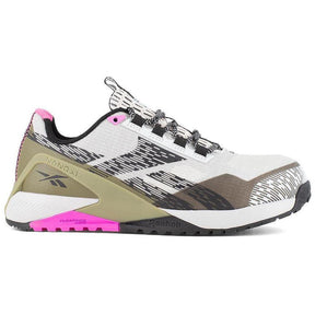 Reebok Work Women's Nano X1 Adventure Composite-Toe Athletic Work Shoe Pink/Gray Profile View