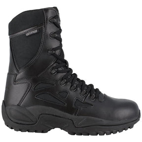 Reebok Work Women's Rapid Response Rb 8 Inch Soft-Toe Waterproof Military Work Boot Black Profile View