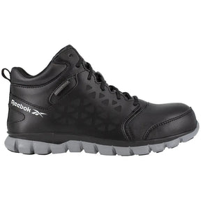 Reebok Work Women's Sublite Cushion Composite-Toe Waterproof Mid Cut Athletic Work Boot Black Profile View