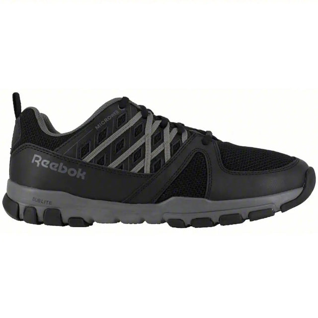 Reebok Work Women's Sublite Steel-Toe Athletic Work Shoe Black/Grey Profile View
