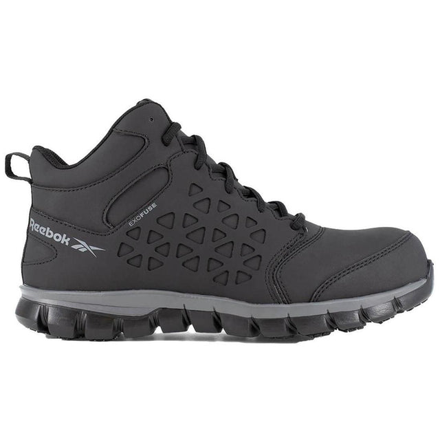Reebok Work Women's Sublite Cushion Composite-Toe Mid Work Boot Black Profile View