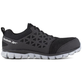 Reebok Work Sublite Cushion Composite-Toe Puncture Resistant Work Shoe Shoe Black/Grey Profile View