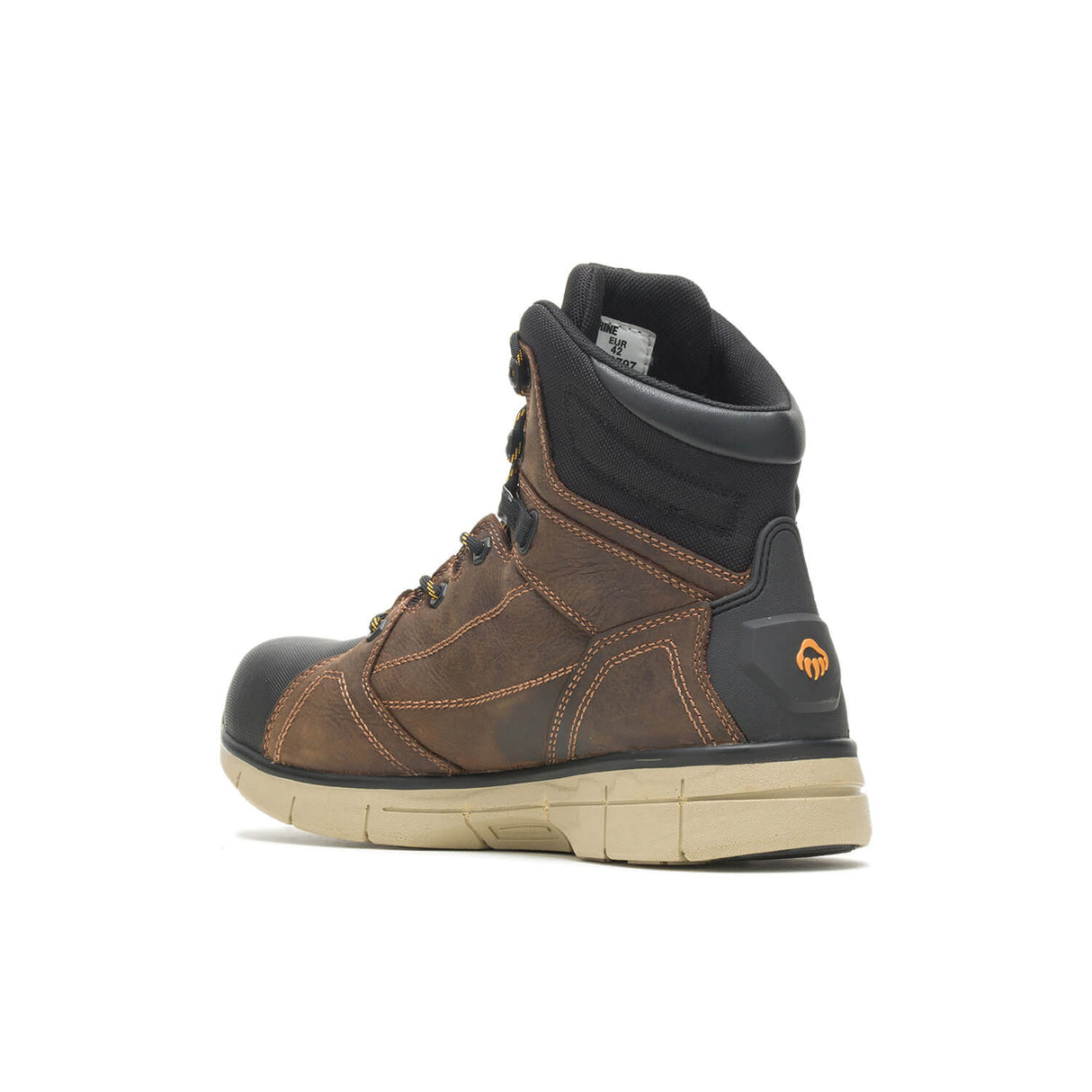 Wolverine Rigger Waterproof CarbonMax Work Boot Brown W10797 Heel Image