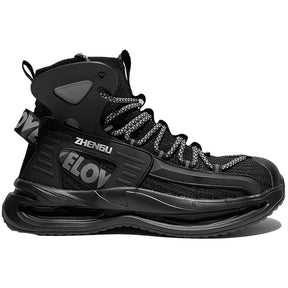 Safety Shoes Zhengu Steel Toe Athletic Mid Safety Boots Black 8819 Profile View