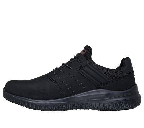 Skechers Work Delson 3.0 Sr Slip Resistant Shoe Black 200288/BLK Medial Image
