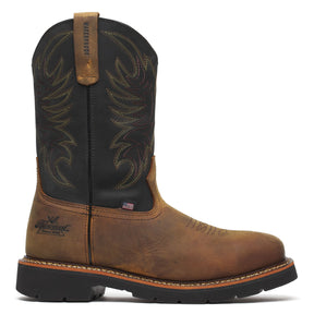 Thorogood Square Toe WGTN 11" Steel Toe Waterproof Boot Crazy Horse Black side view
