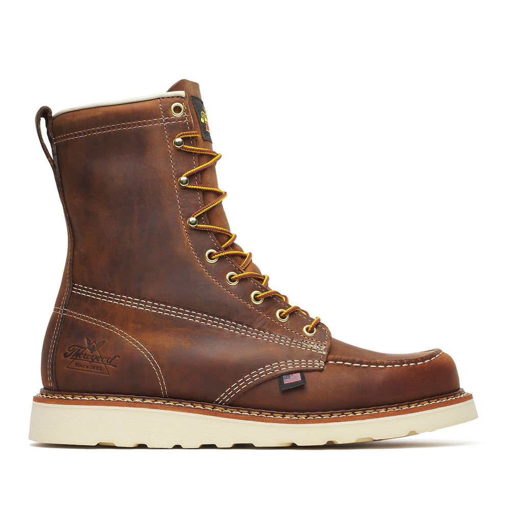 Thorogood American Heritage 8" Moc Toe Boot Maxwear Wedge Trail Crazy Horse side view