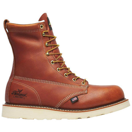 Thorogood American Heritage 8" Steel-Toe Plain Toe Boot Maxwear Wedge Tobacco Profile View