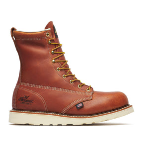 Thorogood American Heritage 8" Steel-Toe Plain Toe Boot Maxwear Wedge Tobacco side view