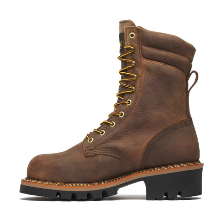 Thorogood Logger Series 9" Steel Toe Waterproof Boot Brown Stud Horse Inner Side View
