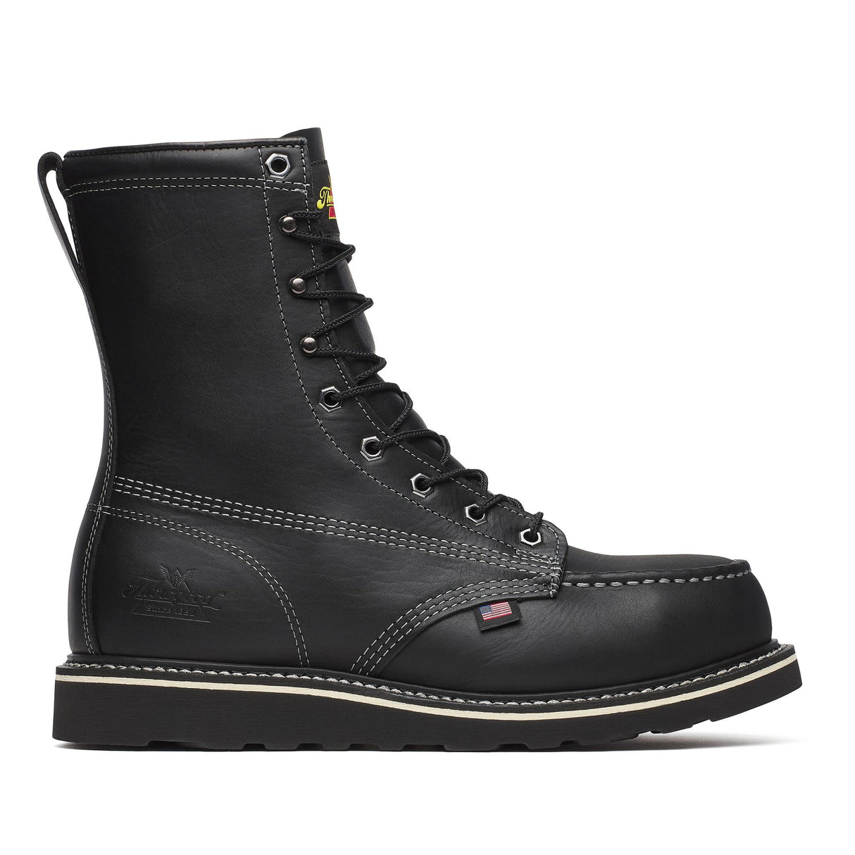 Thorogood Midnight Series 8" Steel Toe Moc Toe Boot Black side view