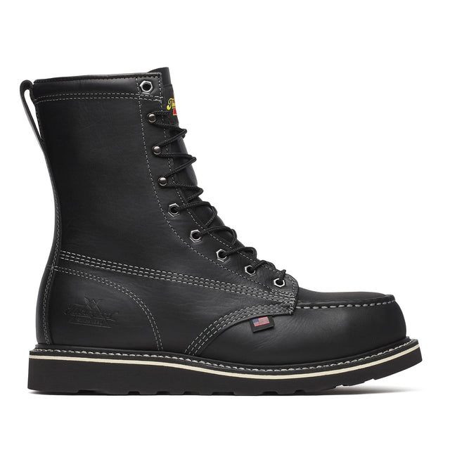 Thorogood Midnight Series 8" Steel Toe Moc Toe Boot Black side view