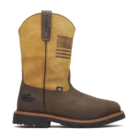 Thorogood Western 11" Waterproof Wellington Square-Toe Boot Crazy Horse/Tan side view