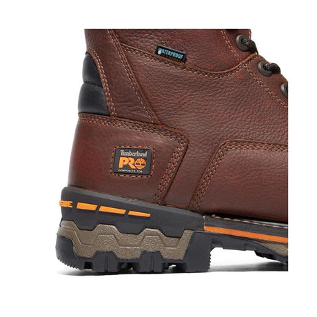 Timberland Pro Boondock 8 Inch Composite-Toe Waterproof Ins 600G Work Boot Brown Upper Detail View