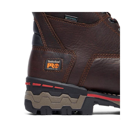 Timberland Pro Boondock 8 Inch Composite-Toe Waterproof Ins 1000G Work Boot Brown Upper Detail View
