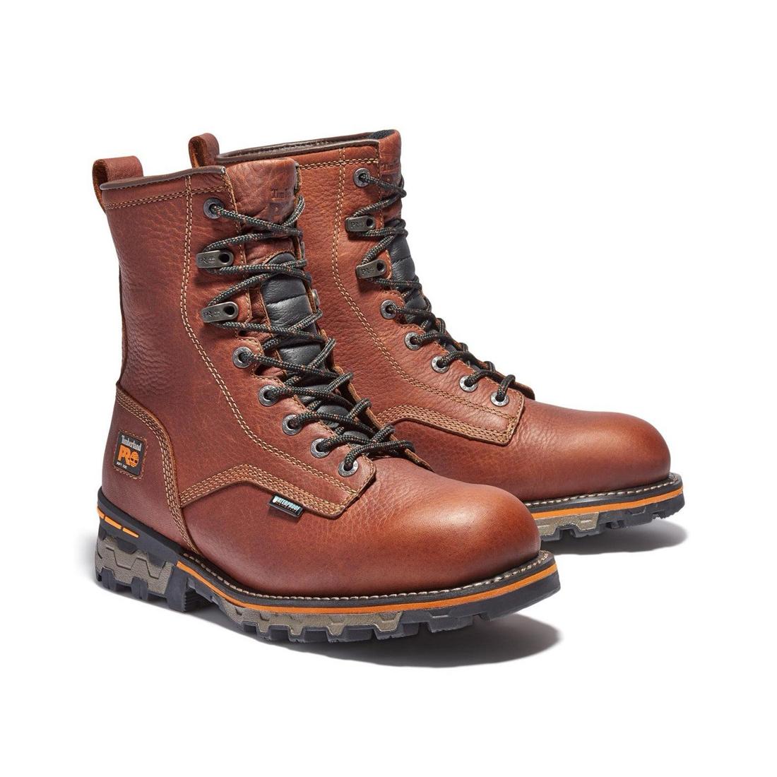 Timberland Pro Boondock 8 Inch Soft-Toe Waterproof Work Boot Medium Brown Detail View