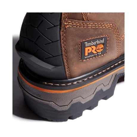 Timberland Pro Boondock HD 8 Inch Composite-Toe Waterproof Ins 400G Logger Work Boot Brown Upper Detail View