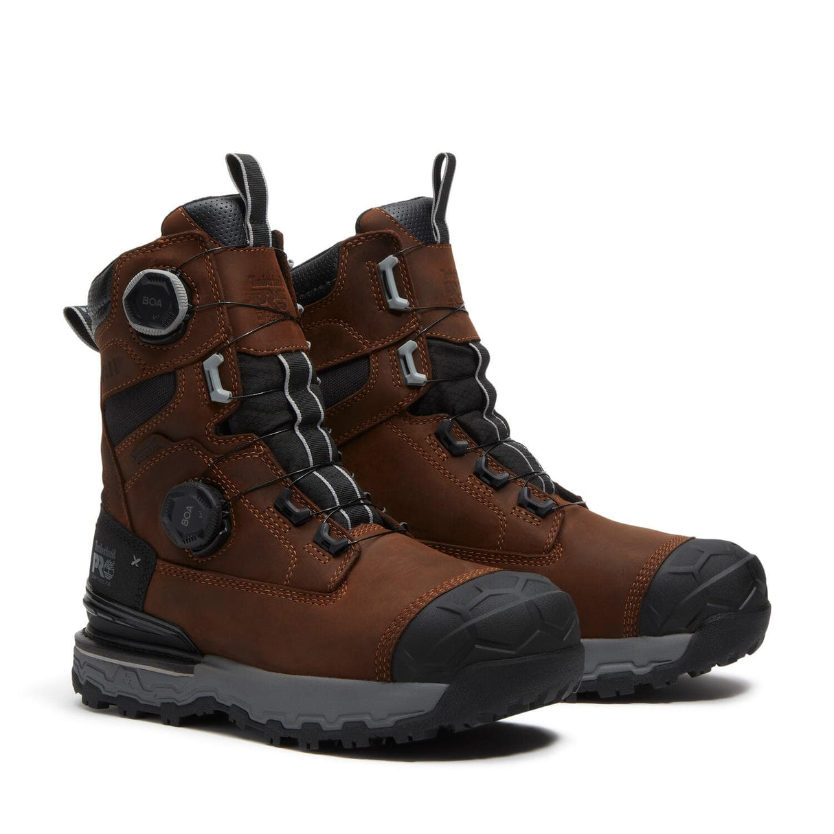 Timberland Pro Boondock Ultralight 8 Inch Composite Toe Waterproof BOA Work Boots Brown A5SN6 both image