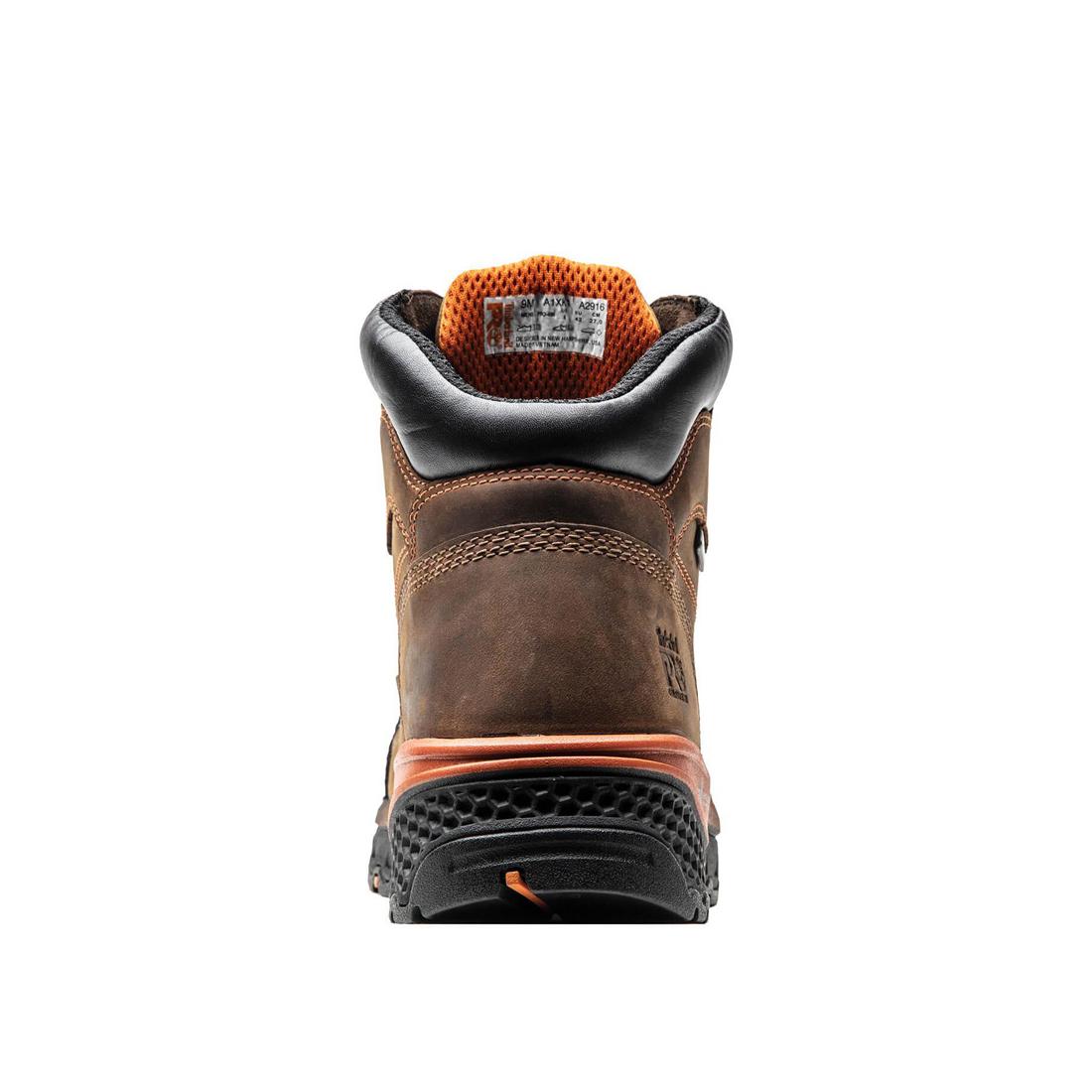 Timberland Pro Bosshog 6 Inch Composite-Toe Waterproof PR Work Boot Brown Heel-Back View