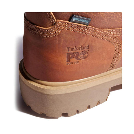 Timberland Pro Direct Attach 8 Inch Soft-Toe Waterproof Ins 400G Boot Brown Upper Detail View