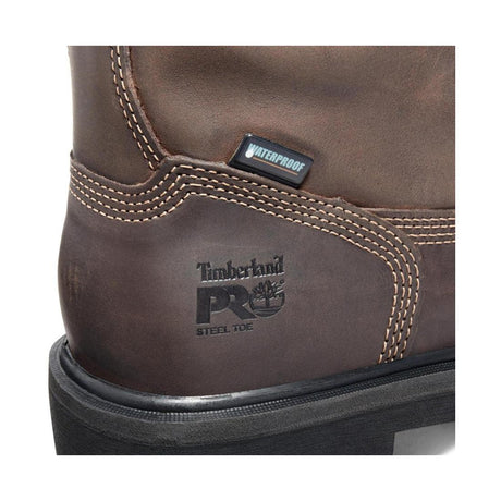 Timberland Pro Direct Attach 6 Inch Steel-Toe Waterproof Ins 200G Work Boot Dark Brown Angled View