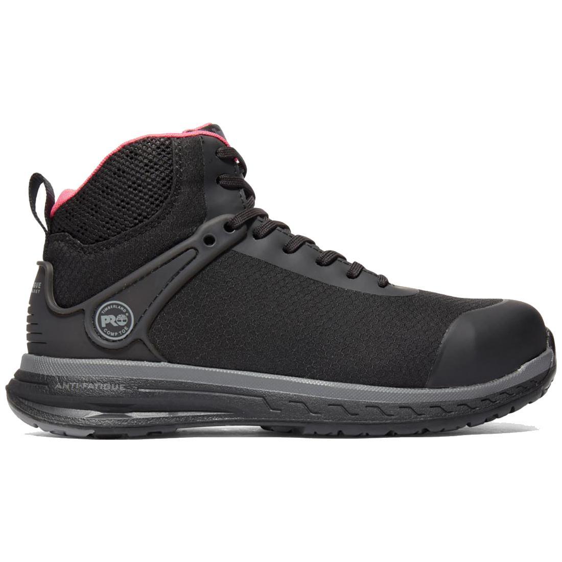 Timberland Pro Women’s Drivetrain Nano-Toe Work Boot Sd35 Mid Black/Grey Profile View