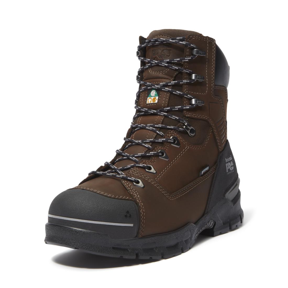Timberland Pro Endurance EV Waterproof CSA Composite Toe INS Work Boots – Medium Brown Angled View