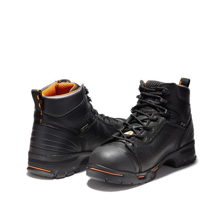 Timberland Pro Endurance 6 Inch Steel-Toe Waterproof PR Work Boot Black Heel-Back View
