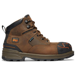 Timberland Pro Magnitude 6 Inch Composite-Toe Waterproof Work Boot Orange and Brown Profile View