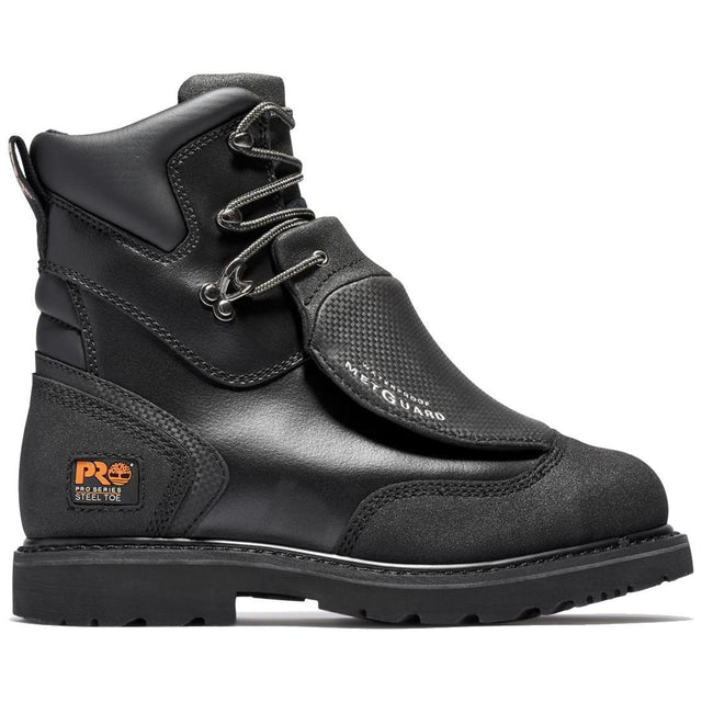 Timberland Pro Met Guard 8 Inch Steel-Toe Waterproof Work Boot Black Profile View