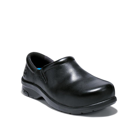 Timberland Pro Women's Newbury Alloy-Toe Slip-On Work Shoe Black Angled View