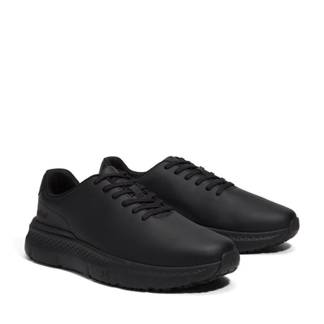 Timberland Pro Power Shift Slip Resistant Shoes – Black Leather Front-upper View