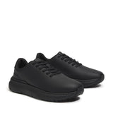 Timberland Pro Power Shift Women’s Slip Resistant Shoes – Black Leather Front-upper View