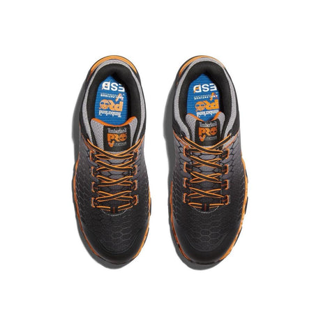 Timberland Pro Powertrain Sport Alloy-Toe Work Shoe Orange Upper Detail View