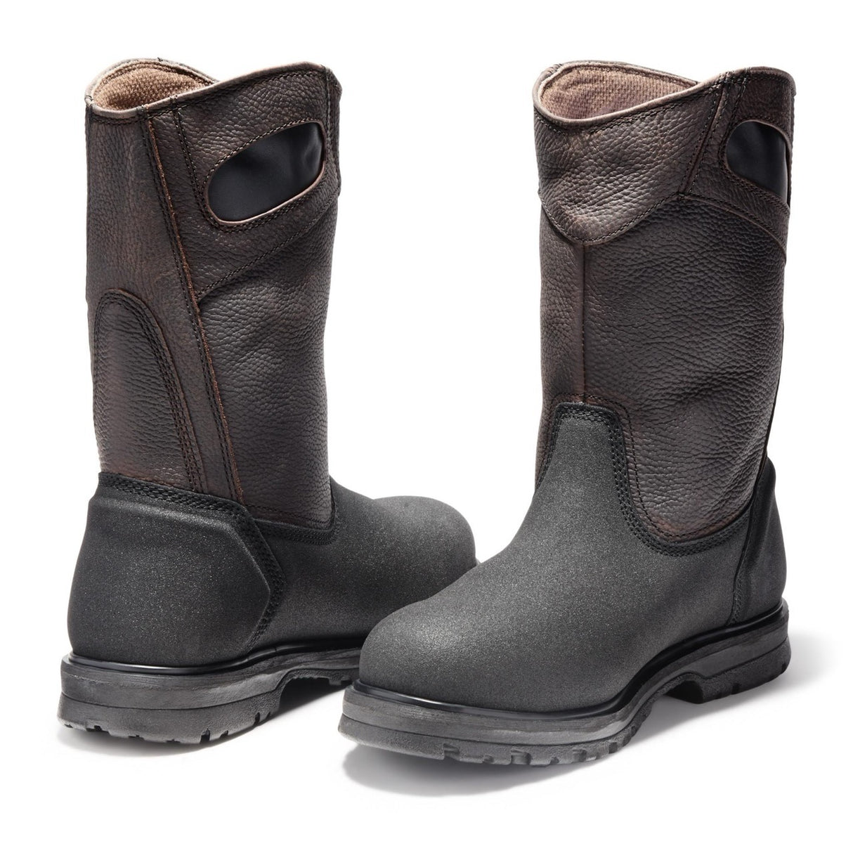 Timberland Pro Powerwelt Steel-Toe Pull-On Work Boot Brown Heel-Back View