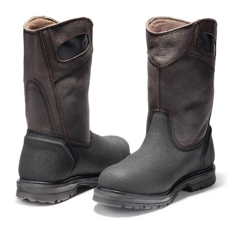 Timberland Pro Powerwelt Steel-Toe Pull-On Work Boot Brown Heel-Back View