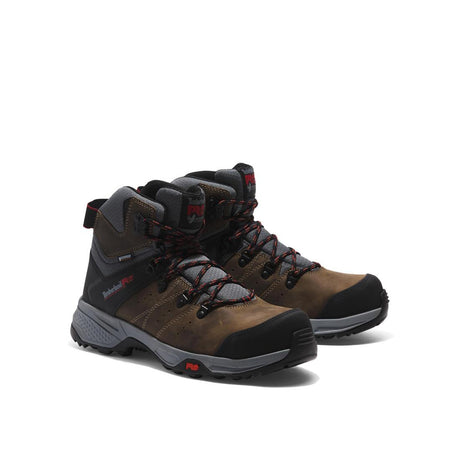 Timberland Pro Switchback 6 Inch Composite-Toe Waterproof Work Boot Brown/Grey Angled View