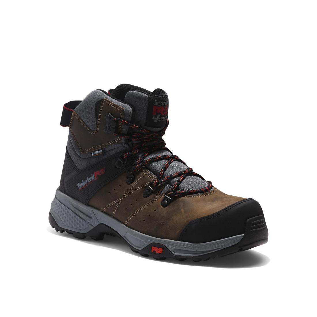 Timberland Pro Switchback 6 Inch Composite-Toe Waterproof Work Boot Brown/Grey Medial View